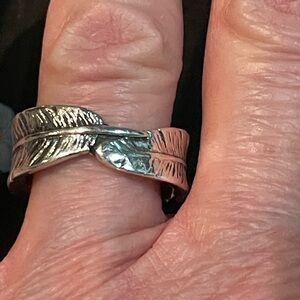 James Avery Silver and Gold Feather Ring